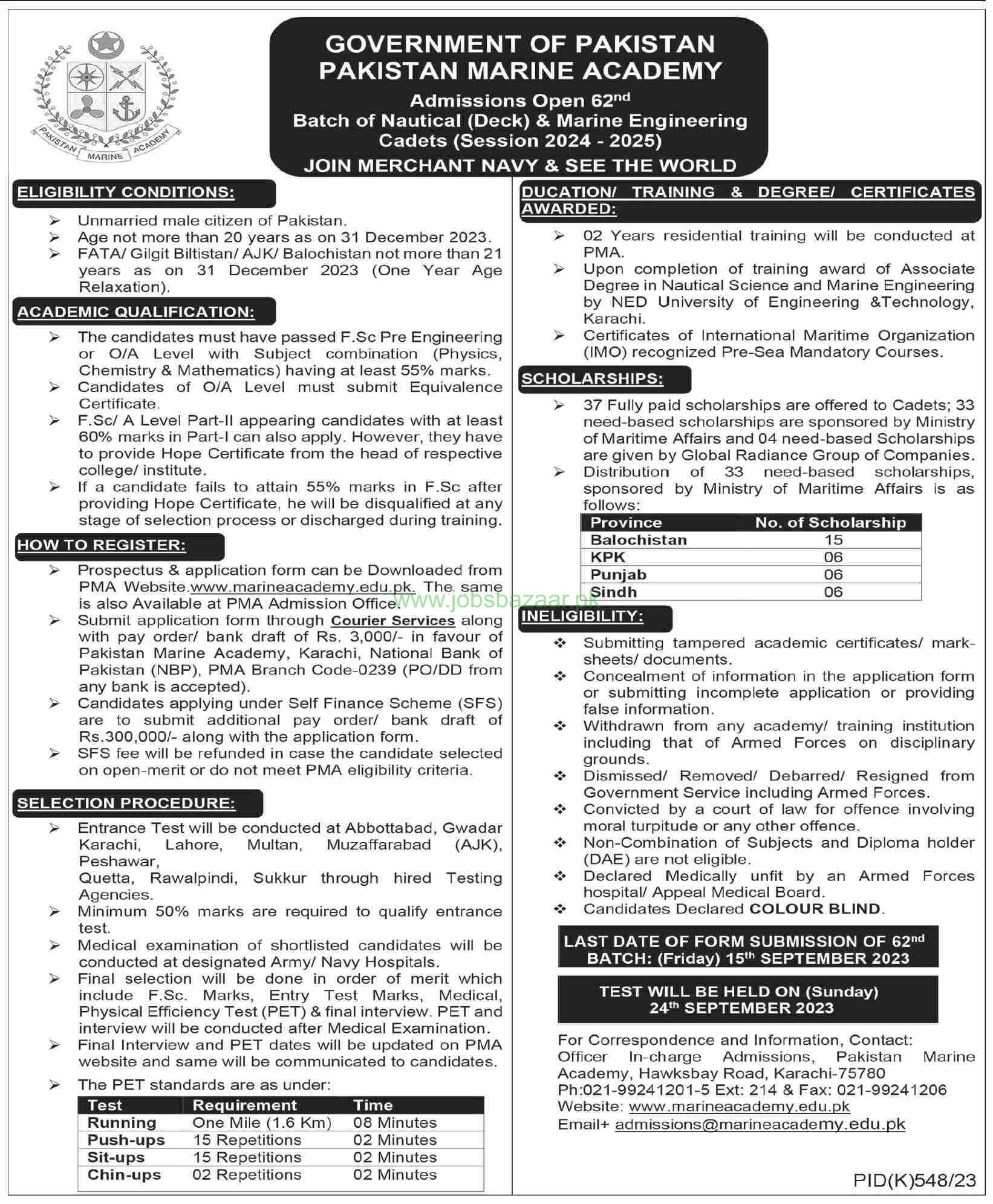 PAKISTAN MARINE ACADEMY | CADETS (SESSION 2024 - 2025) | JOIN MERCHANT NAVY