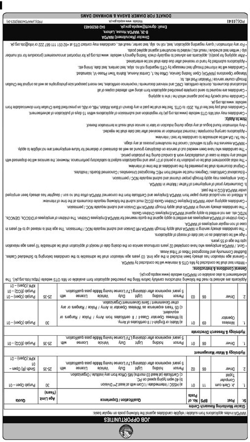 JOB OPPORTUNITIES IN WAPDA HOUSE LAHORE OCT 2023