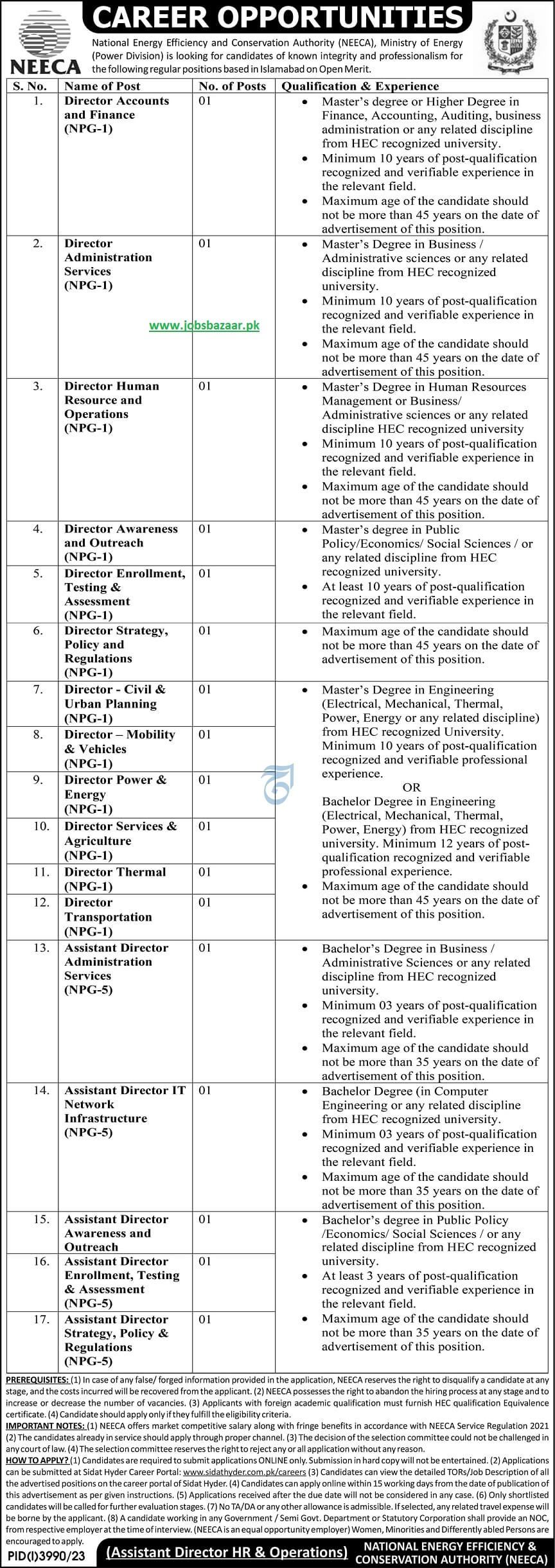 NATIONAL ENERGY EFFICIENCY & CONSERVATION AUTHORITY | NEECA CAREER OPPORTUNITIES DEC 2023