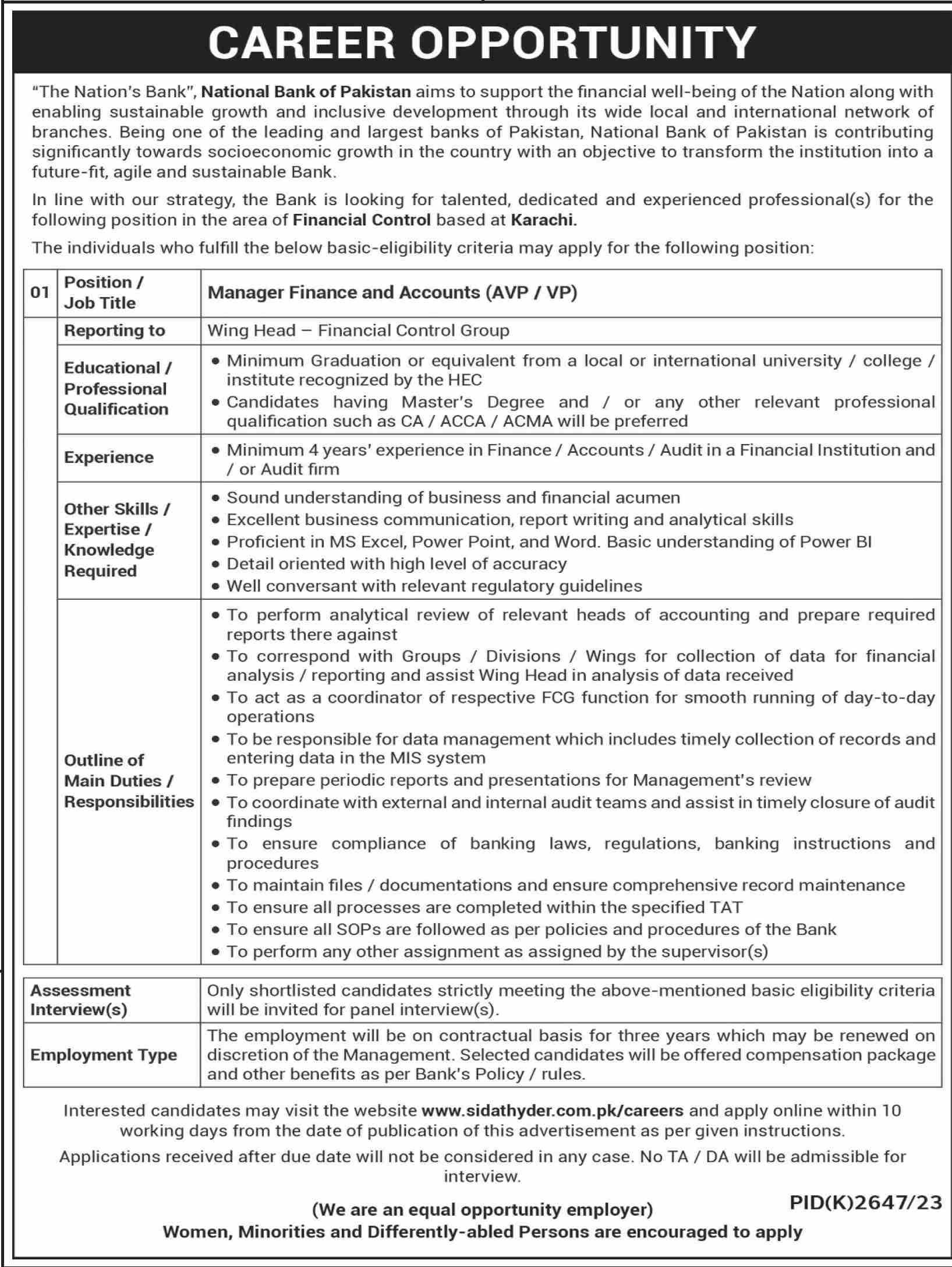 NATIONAL BANK OF PAKISTAN | NBP FINANCIAL CONTROL POSITION MARCH 2024